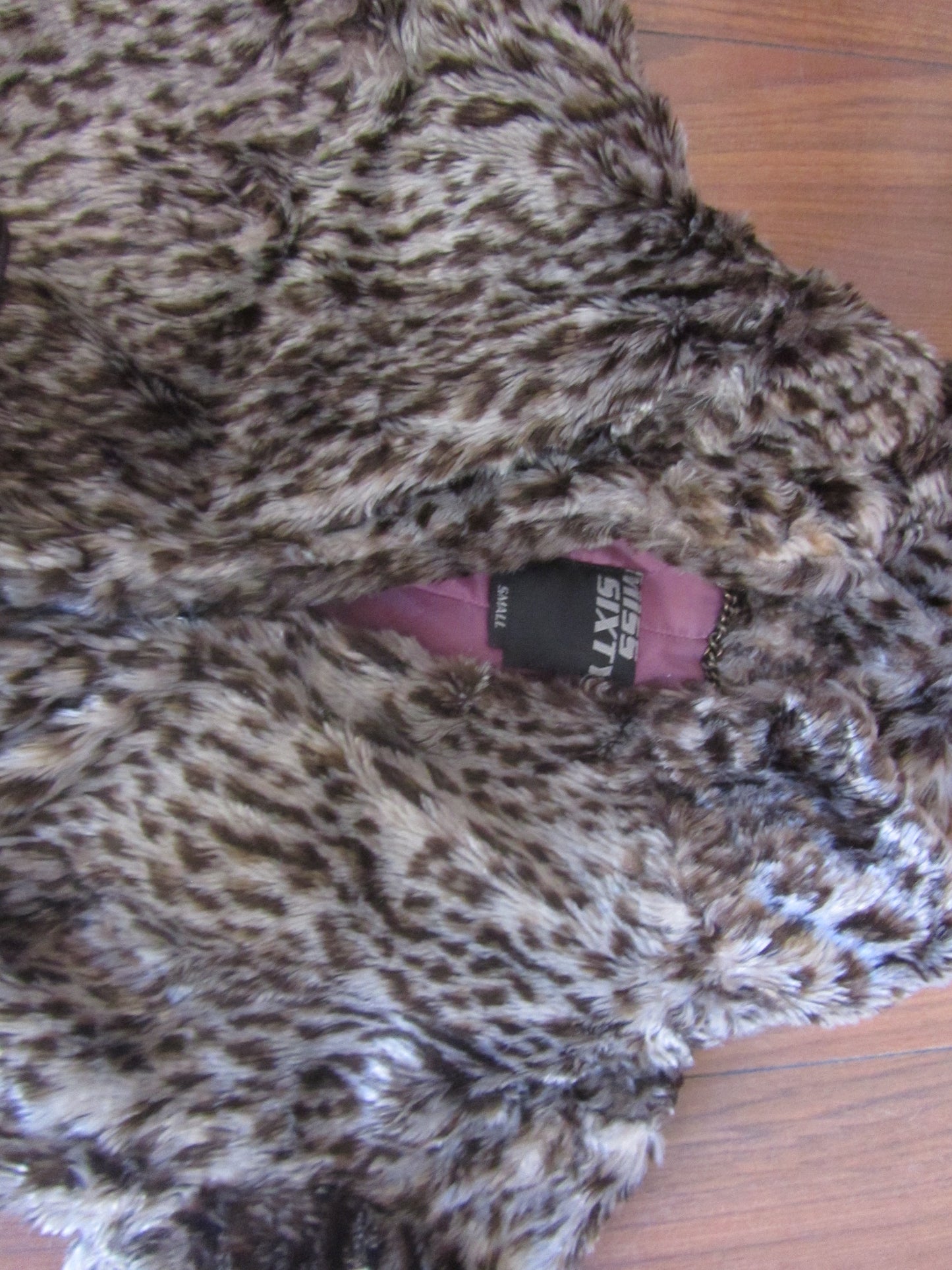 miss sixty vintage belted animal print vegan fur vest