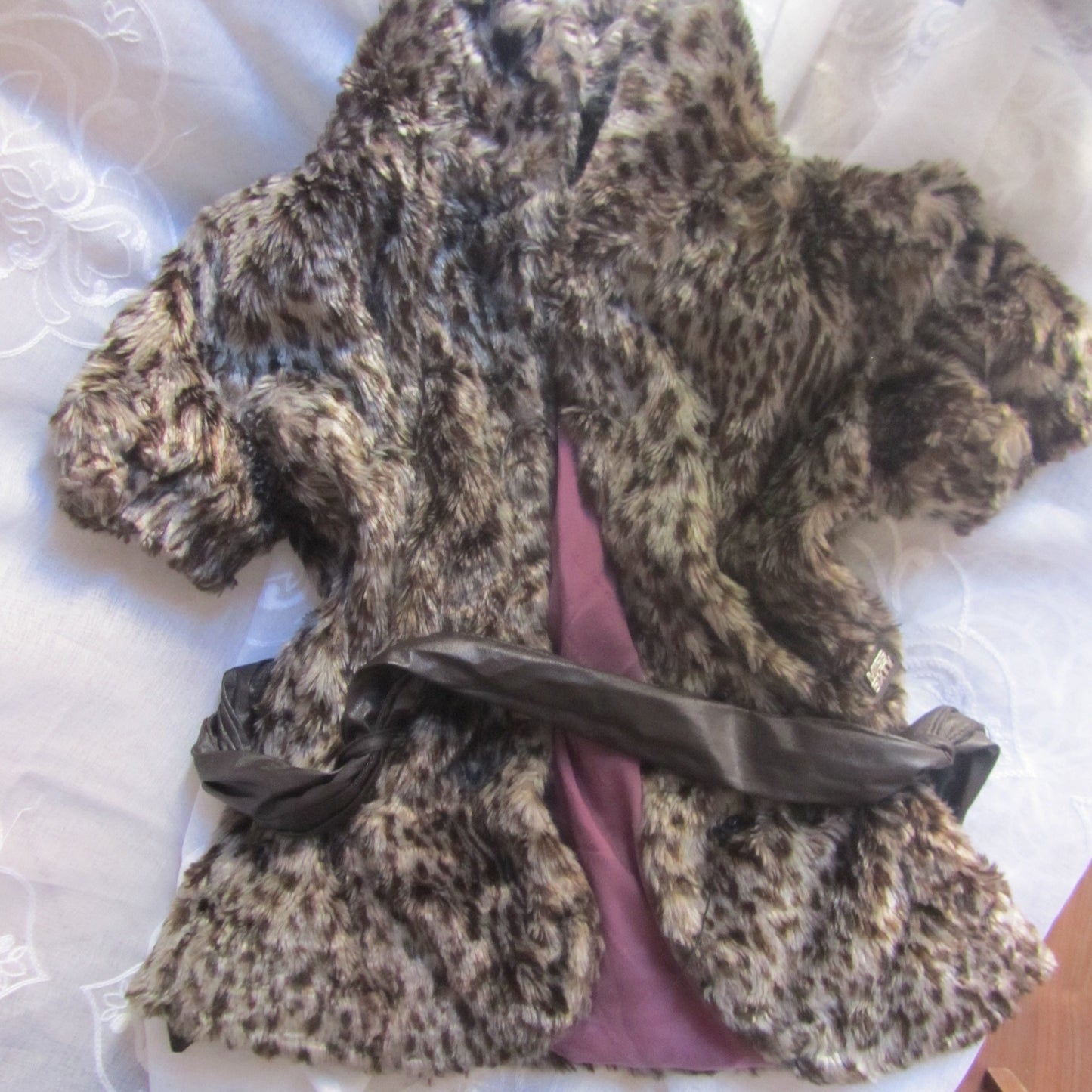 miss sixty vintage belted animal print vegan fur vest