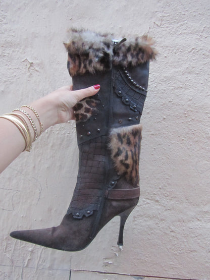 el dantes fur trimmed iconic vintage boots