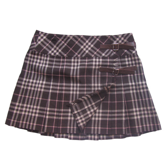 burberry blue label iconic vintage mini skirt in brown
