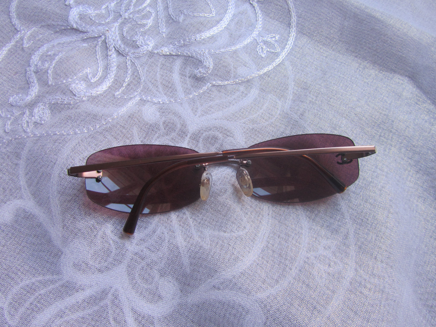 chanel wine red rimless sunglasses