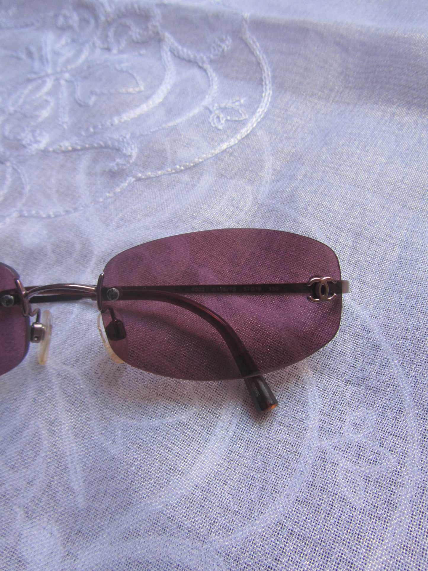 chanel wine red rimless sunglasses