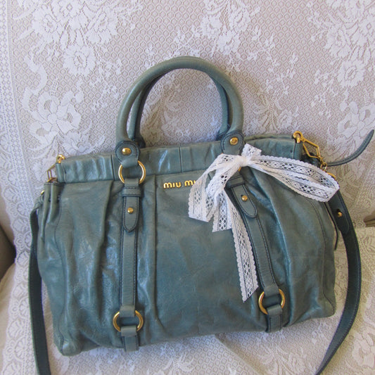 miu miu blue vintage vitello bag