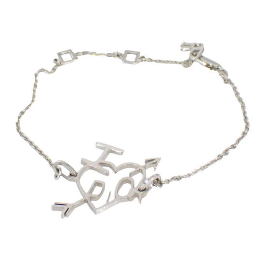 christian dior silver heart & arrow bracelet