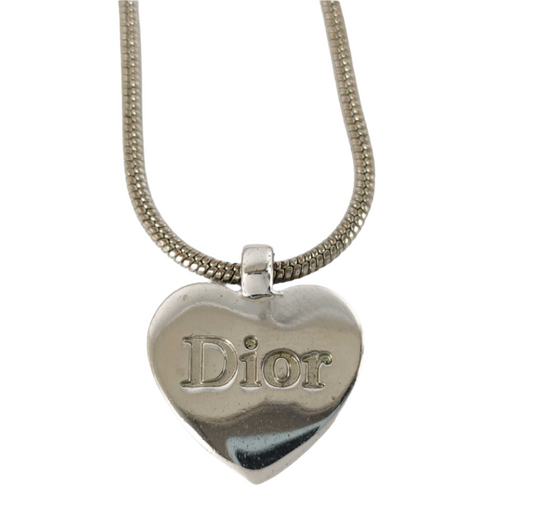 christian dior silver heart necklace