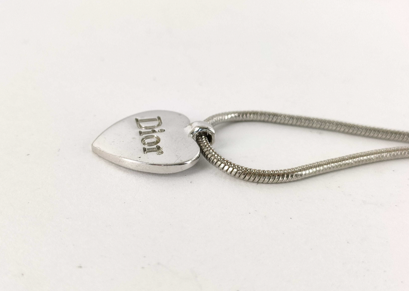christian dior silver heart necklace