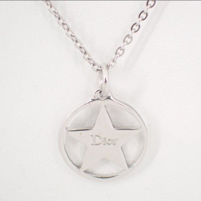 christian dior silver star necklace