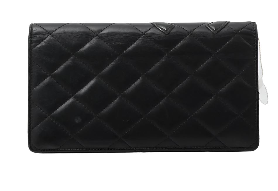chanel cambon quilted black long wallet
