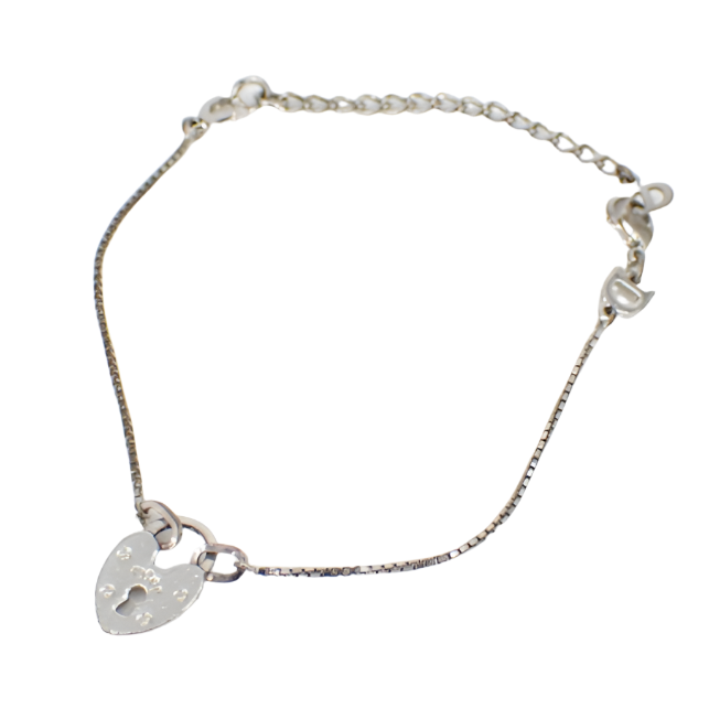Dior Logo Silver Heart Padlock Bracelet