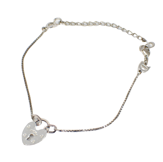 Dior Logo Silver Heart Padlock Bracelet
