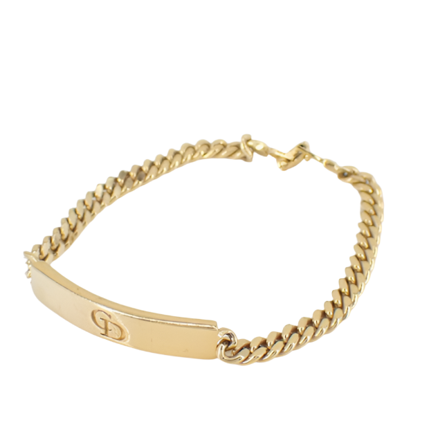 christian dior gold toned plate bracelet