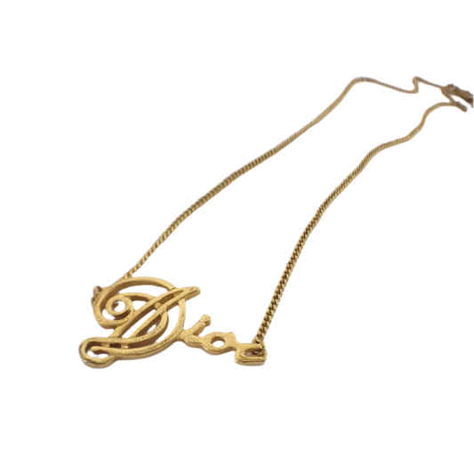 christian dior vintage cursive logo necklace