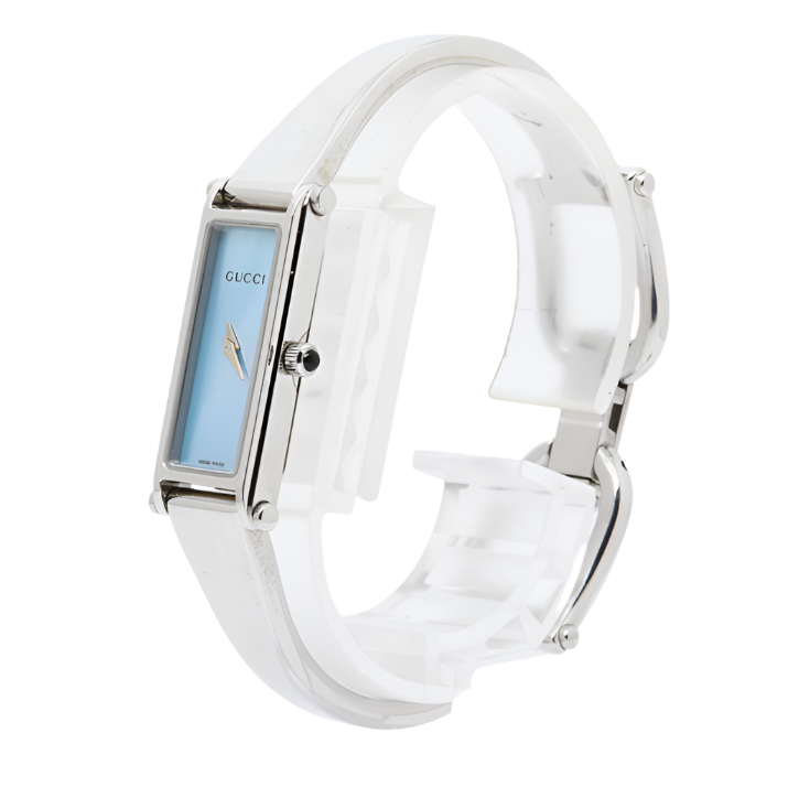 gucci blue x silver bracelet watch