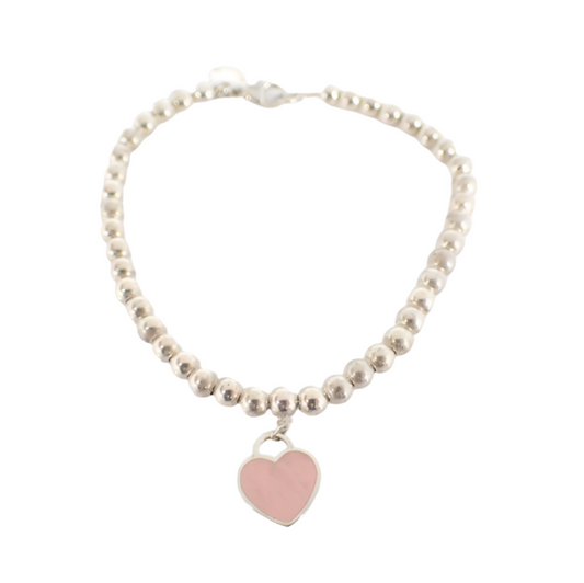 tiffany & co. 925 silver return to bracelet in pink