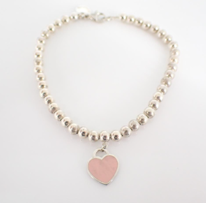 tiffany & co. 925 silver return to bracelet in pink