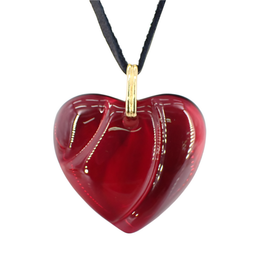 baccarat red crystal heart pendant choker