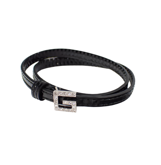 gucci 90's inspired rhinestone patent leather choker