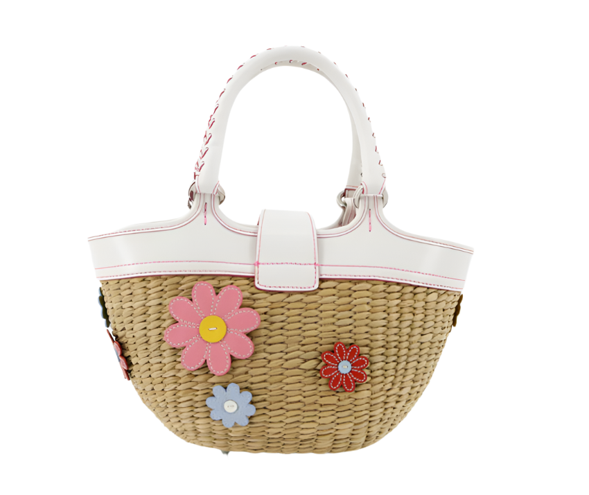 coach rare straw floral bag