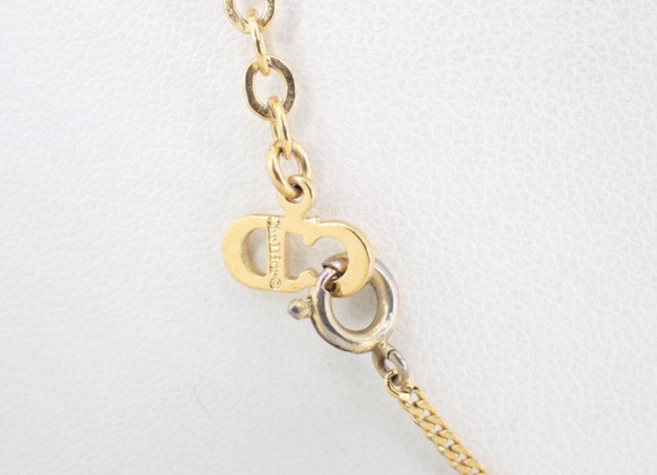 christian dior logo rhinestone necklace