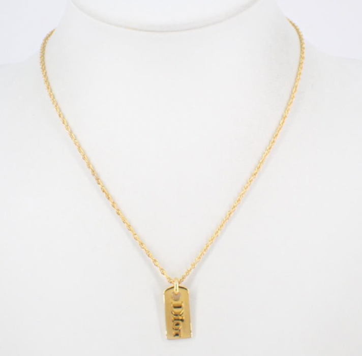 christian dior logo gold-tone necklace