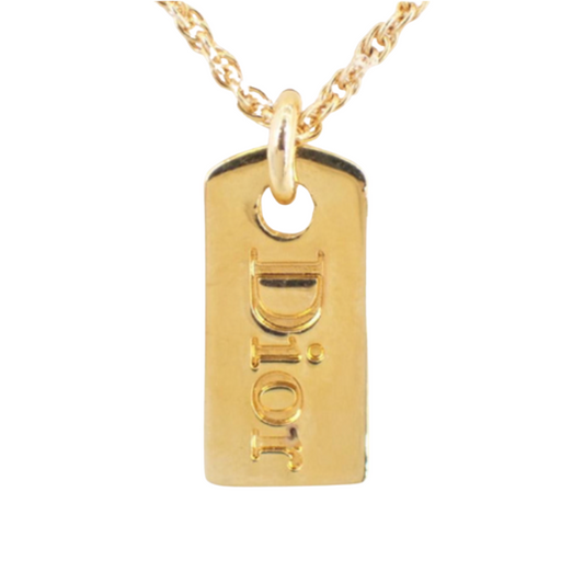 christian dior logo gold-tone necklace