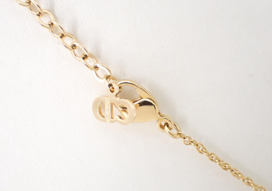 christian dior logo rhinestone padlock necklace