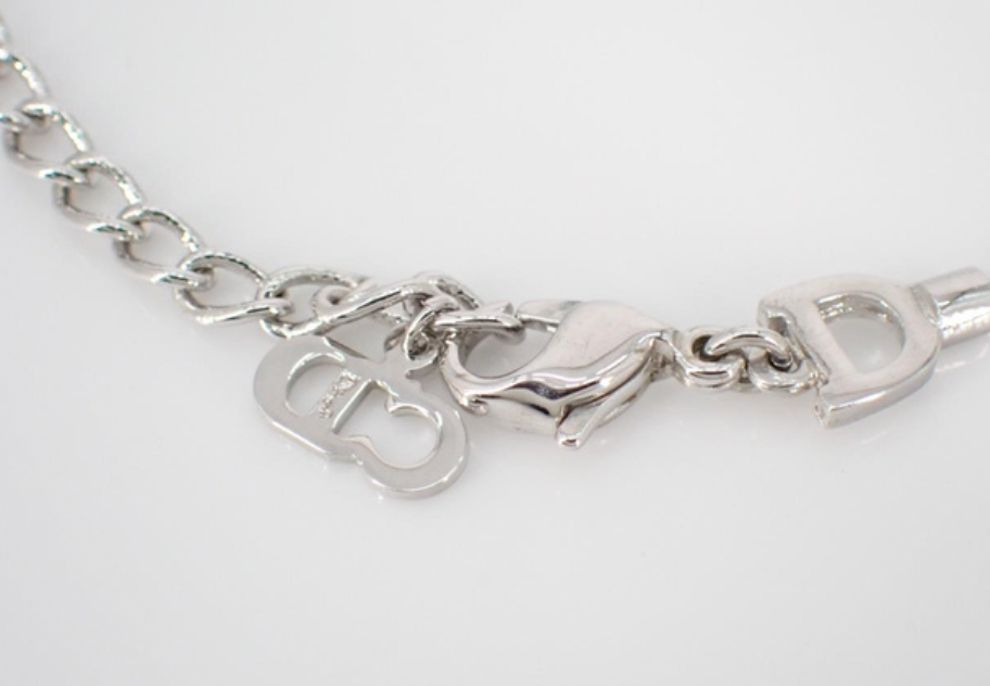 christian dior silver-tone vintage heart bracelet
