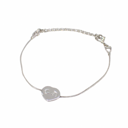 christian dior silver-tone vintage heart bracelet