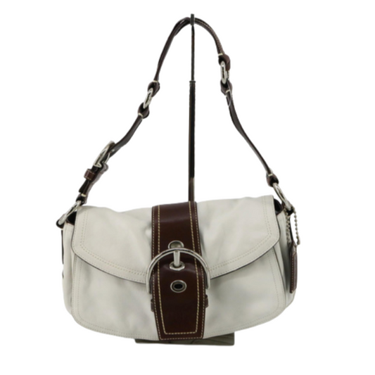 coach soho signature white x brown bag