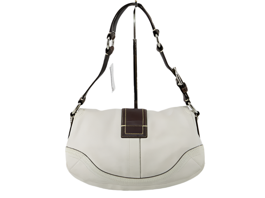 coach soho signature white x brown bag