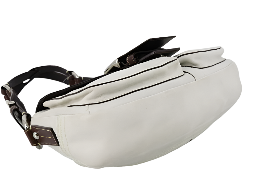 coach soho signature white x brown bag