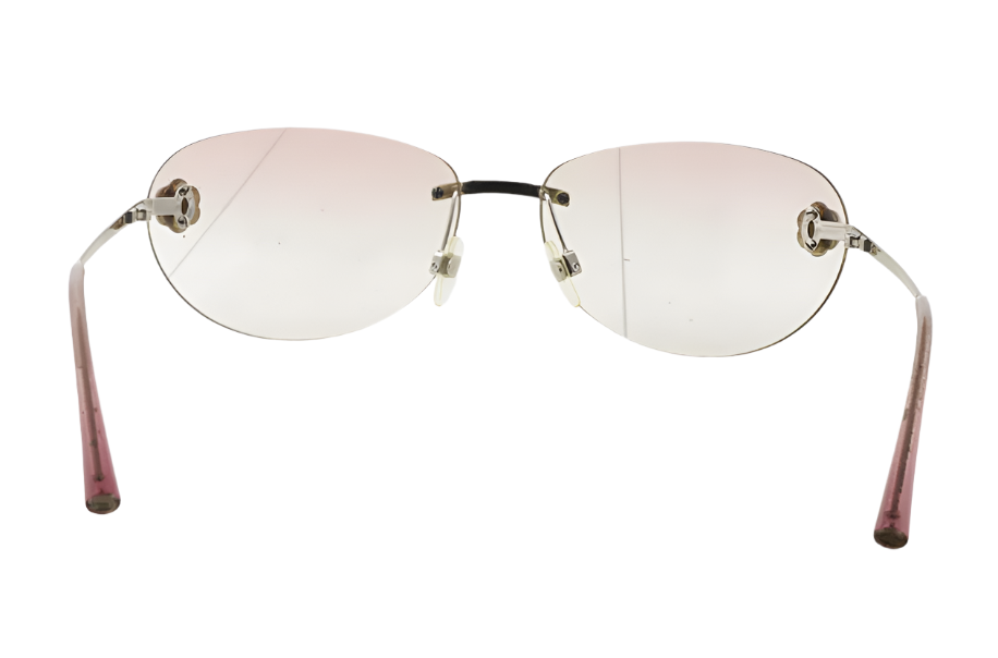 Chanel 2000s rimless pink camellia sunglasses