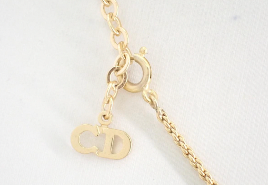 christian dior gold-tone bow detail necklace