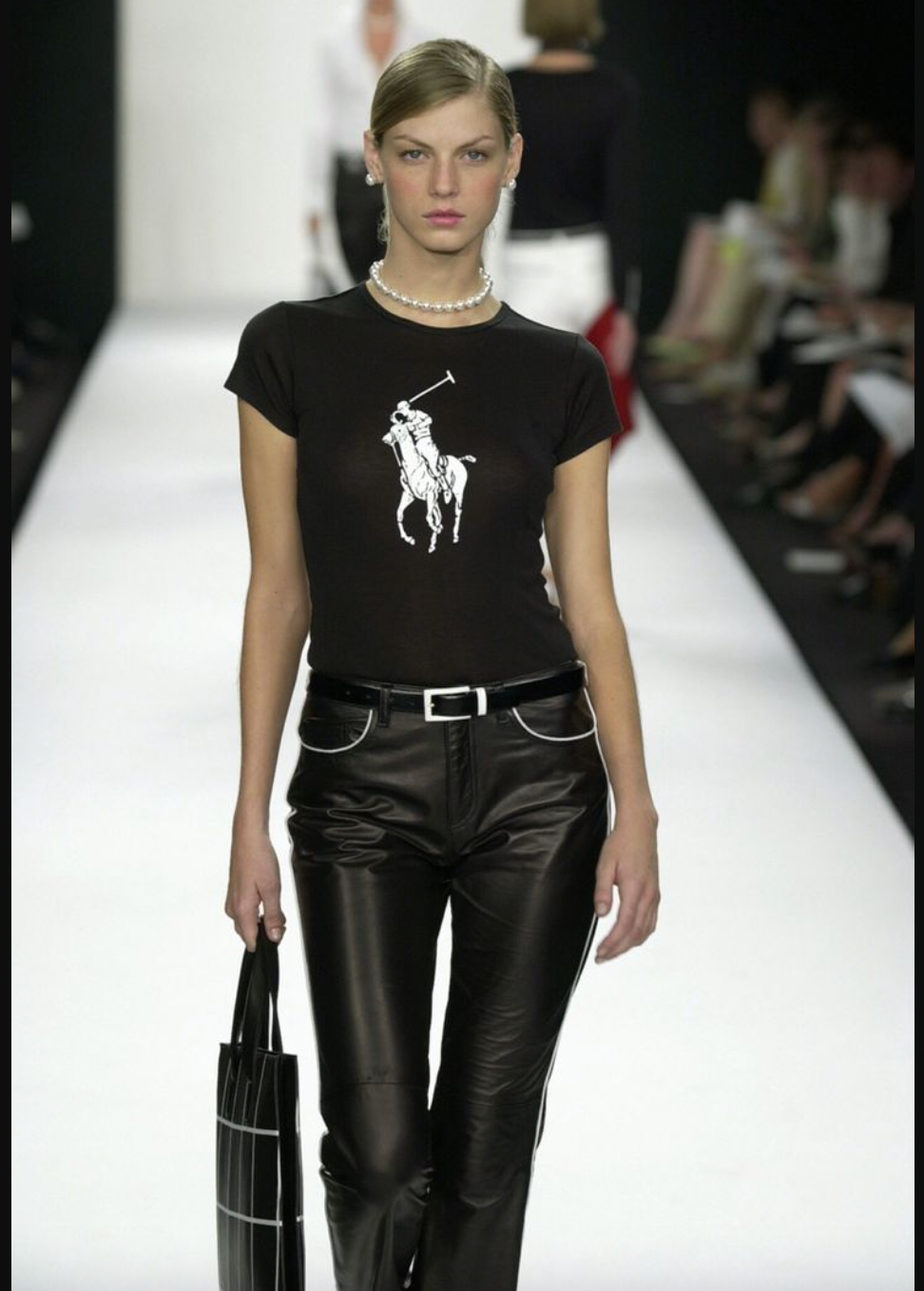 Ralph Lauren Spring 2002 Iconic Pink Pony Tee in Black