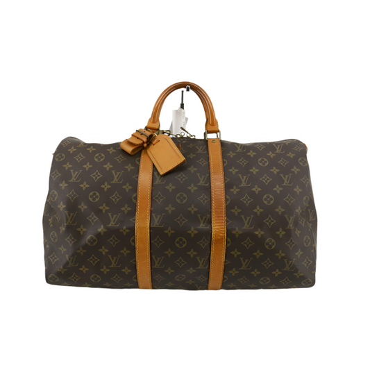 Vintage Louis Vuitton Iconic Travel Duffel Bag Monogram Keepall 50