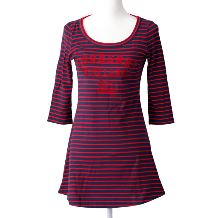 burberry cutesy vintage red half sleeve striped tunic