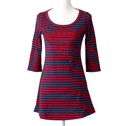 burberry cutesy vintage red half sleeve striped tunic