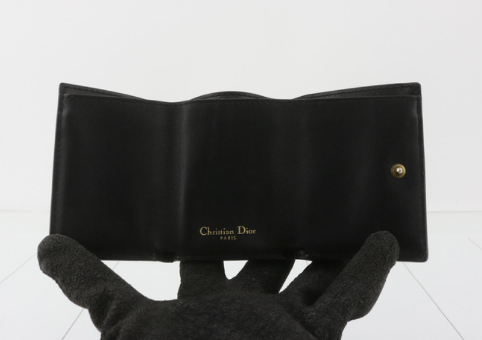 dior elegant black saddle leather wallet