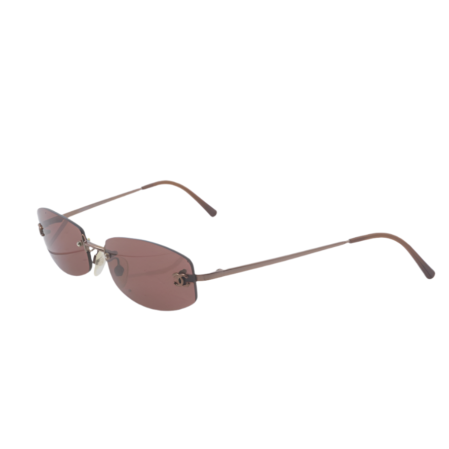 chanel wine red rimless sunglasses