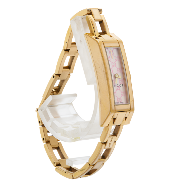 gucci gold-tone pink bracelet watch