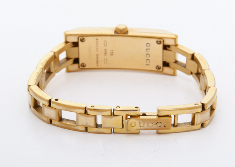 gucci gold-tone pink bracelet watch