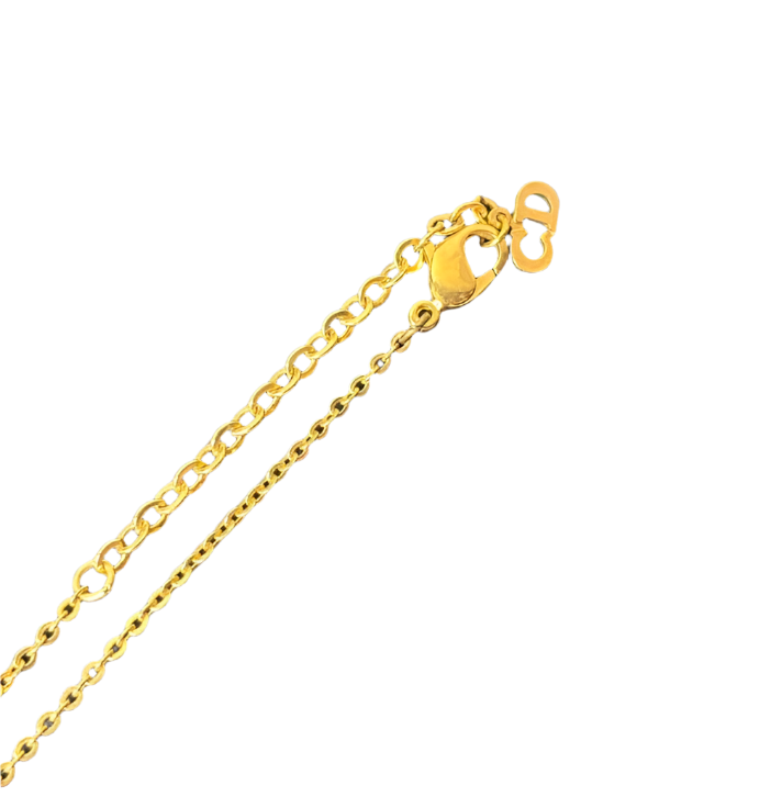 christian dior rhinestone heart earrings & necklace two-piece set