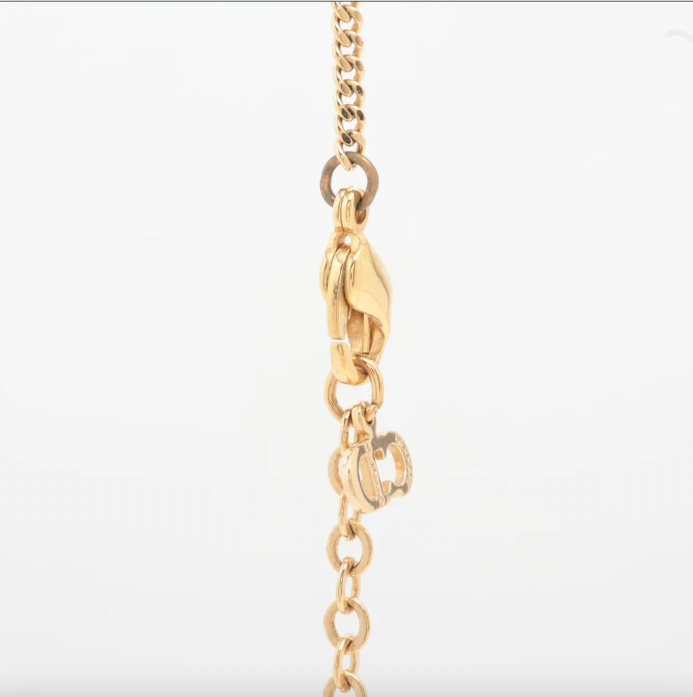 christian dior rhinestone logo oval necklace