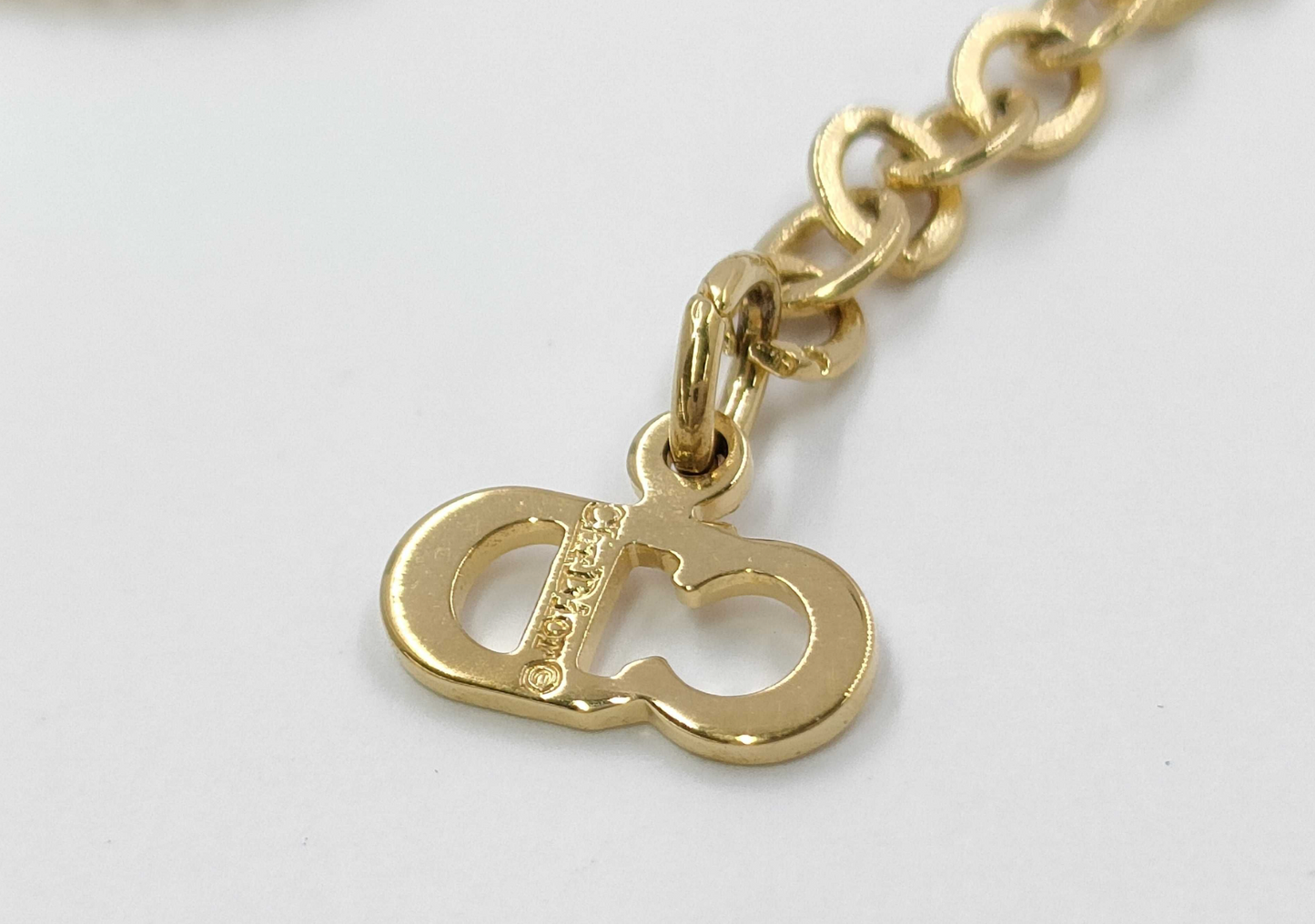 christian dior rhinestone "cd" necklace