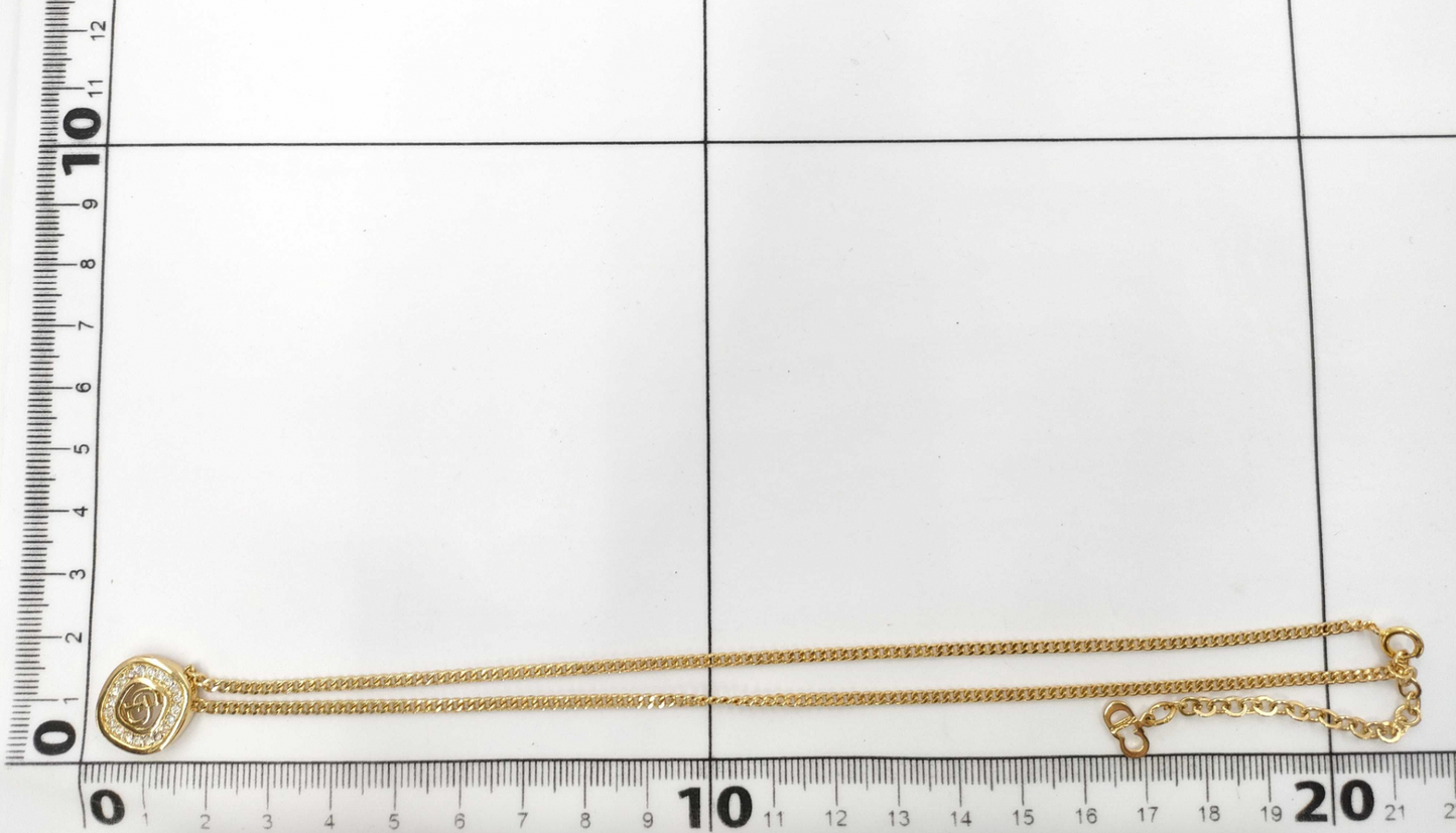christian dior rhinestone "cd" necklace