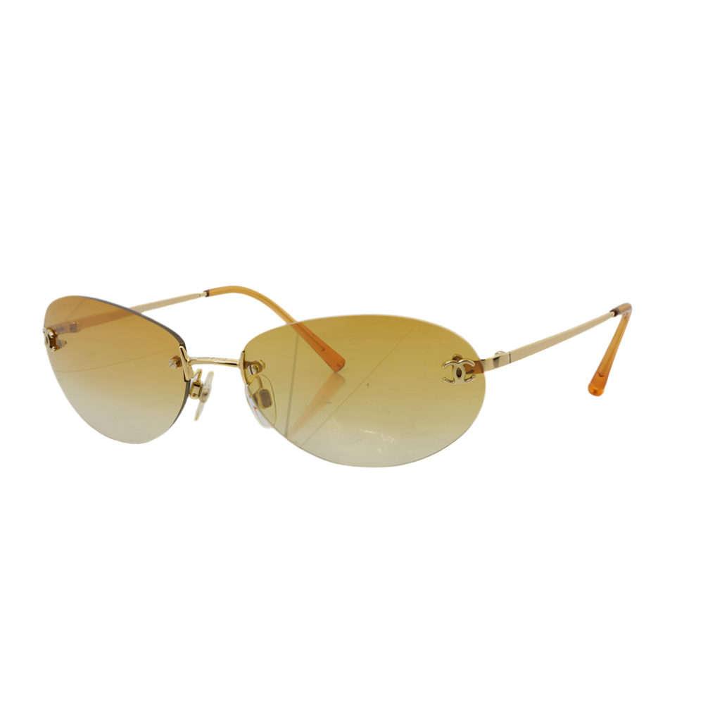 chanel sunshine 2000s rimless sunglasses