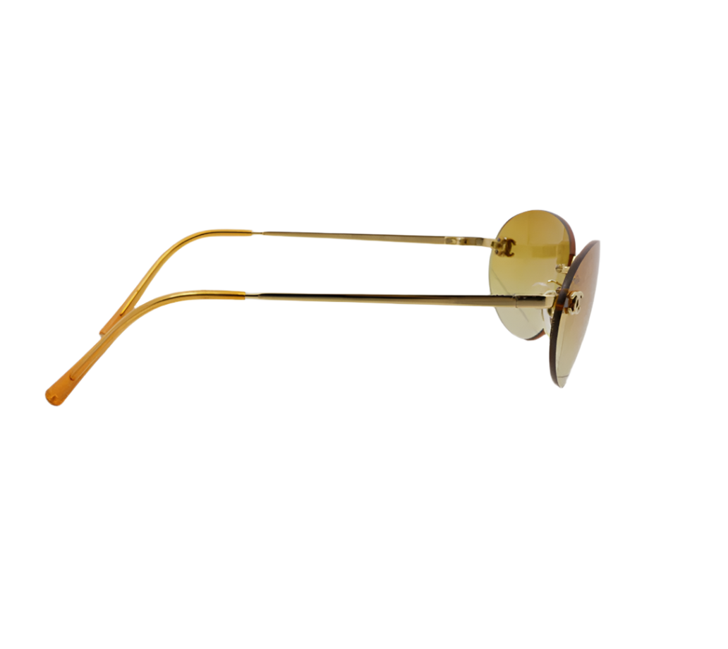 chanel sunshine 2000s rimless sunglasses