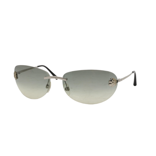 chanel baby blue rimless camellia sunglasses