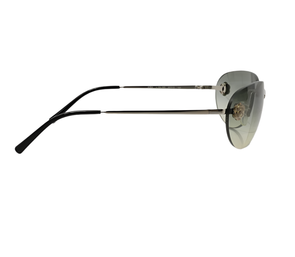 chanel baby blue rimless camellia sunglasses