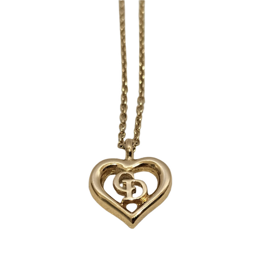christian dior logo heart shaped necklace